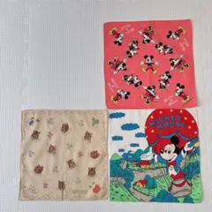 Disney レトロハンカチ　ミッキー　ミニー　プーさん　ビンテージ