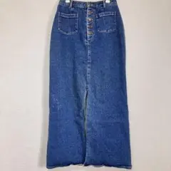 レディース デニムスカート ロング丈 ハイウエスト ヴィンテージ風