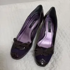 COMME CA DU MODE パンプス パープル リボン22.5cmのサムネイル