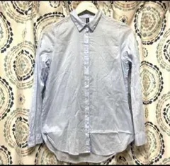 長袖ブラウス　長袖シャツ　サックス　水色　コットン　薄手　無地　シンプル