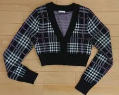 チェックジャカードクロップドカーディガン(長袖)