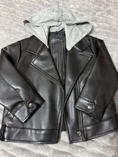 PETIT-F フード付きレザージャケット 90