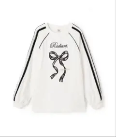 【新品タグ付】メゾピアノジュニア レースリボン長袖Tシャツ ホワイト L