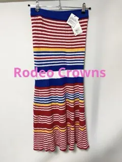 新品 Rodeo Crowns マルチボーダーニットスカート F