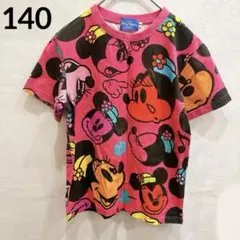 【東京ディズニーリゾート】ミニーマウス 総柄 Tシャツ 140 ピンク 完売品