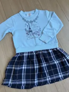 マザウェイズ 長袖 トレーナー ワンピース チェック 110