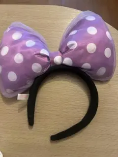ミニーマウス 紫色 水玉 リボンカチューシャ