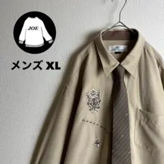 ネクタイシャツ　スエード　ボタニカル刺繍デザイン　オーバーサイズ　古着女子のサムネイル