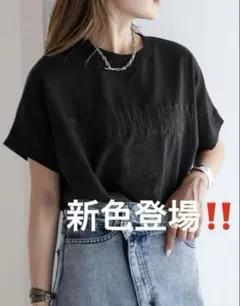 【新品】B)BONJOUR SAGAN カレッジ刺繍ピグメントスウェットTシャツ
