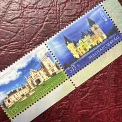 76406セール現品限　外国切手　ハンガリー発行建築物2種揃連刷