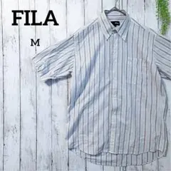 フィラ 半袖ボタンダウンシャツ M 水色 綿100% トラッド アメカジ