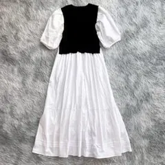 【JUSGLITTY】美品 ニットベストコンビワンピース ロング 2 モノトーン