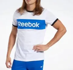 Reebok リーボック Tシャツ 綿 コットン スリムカット 白青★新品のサムネイル