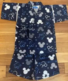 残1 ミッキーマウス　柄 甚平 110cm 紺色　夏祭り　Y