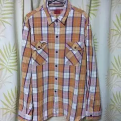 Levi's 長袖ネルシャツ L オレンジ系チェック