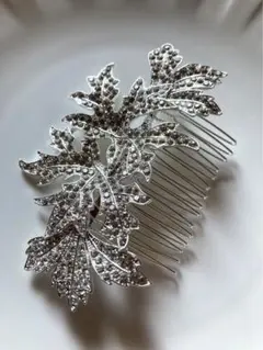 シルバーリーフコーム　ラインストーン・:*和装髪飾り　花嫁ヘア