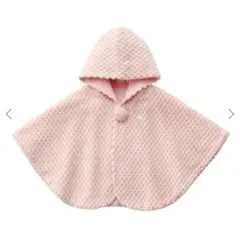 【美品】ミキハウス フード付きポンチョ 70-90 ピンク