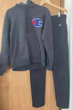 Champion ブラック パーカー パンツ セット　スエット上下