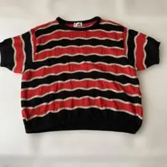 ピエールカルダン　Pierre Cardin 半袖ニット ボーダー L レトロのサムネイル