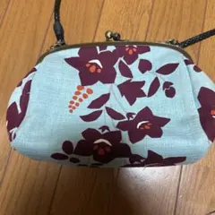 和装用がま口バッグ 水色 花柄