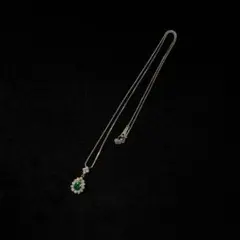 美品】本水晶 エメラルドグリーン シルバーメッキ ネックレス 