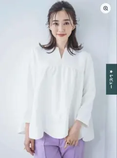 ビンナビ　bitnabi 美人トップス（アイスブルー）　授乳服　スカラップ