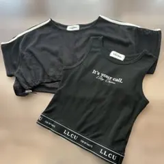 140 2点セット メッシュTシャツ タンクトップ 春夏 キッズ 黒