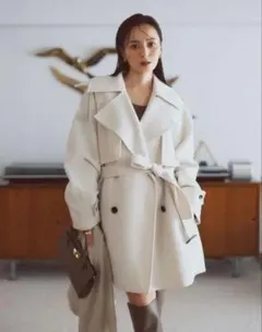 アニュアンス anuans リバーウールミドルトレンチコート （ECRU