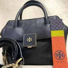 稀少/極美品】 トリーバーチ 2way ハンドバッグ スクエアロゴ 斜掛け 