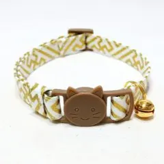 白紗綾形茶バックル 軽量猫首輪