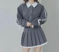 美品✨ Lallana リボンラインダンボールトップス グレー