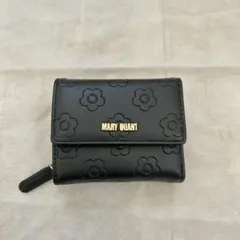 MARY QUANT ブラック三つ折り財布　コンパクトウォレット