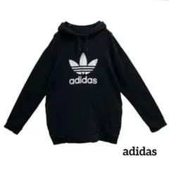 adidasアディダススウェットパーカープルオーバービッグプリントロゴ人気古着