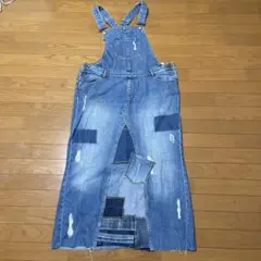 3486 リメイク 再構築 パッチワーク オーバーオール ブルー - メルカリ