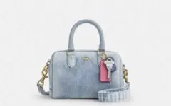 COACH ローアン ラージ サッチェルバッグ•ラブド デニム チャーム付き