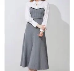 マーキュリーデュオ／シャツドッキングフレアニットワンピース