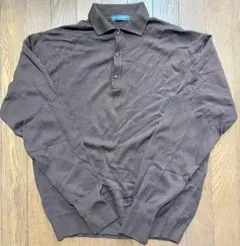 TÊTE HOMME テットオム ニットポロシャツ ブラウン 長袖のサムネイル