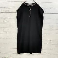 ZARA BASIC 黒 ロングワンピース XS ノースリーブ 春 ハーフジップ