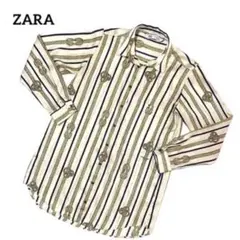 ZARA ザラ　紐柄　ストライプ　長袖　シャツ　レディース