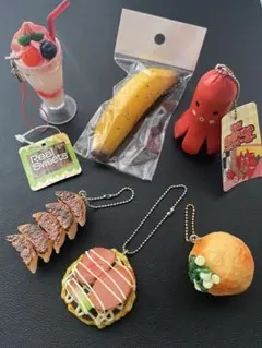 食品サンプル フィギュア キーホルダー パフェ たこ焼き お好み焼き ウインナー