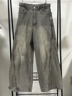 GRANCY ジップデザイン　バギーデニム　パンツ　S ブラウン