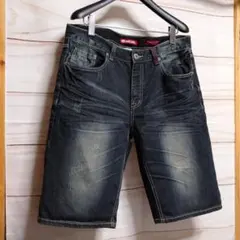 【Ecko Unltd】デニムハーフパンツ　W34　インディゴ　メンズのサムネイル