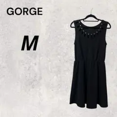 GORGE ブラック M ワンピース ノースリーブ ミニ丈 ウエストゴム 上品のサムネイル