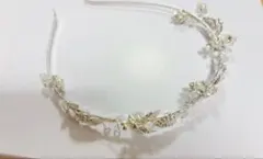 リーフビジューカチューシャ(シルバー) ブライダル/アクセサリー　結婚式　二次会