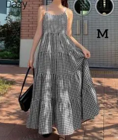 SHEIN Dazy Star ギンガムチェック柄ティアードキャミワンピース M