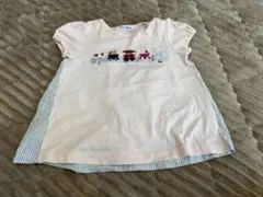 familiar ピンク動物刺繍Tシャツ 90