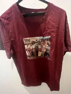 バーガンディ プリント 半袖Tシャツ