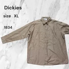 Dickies 長袖シャツ ベージュ XLサイズ　シンプルおしゃれ前空き襟付きのサムネイル