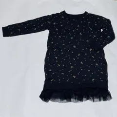 美品✨【110】ネイビー 星柄 長袖 ワンピース キッズ