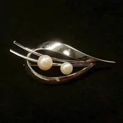 208遺品整理品　ブローチ　silver刻印あり パール？　真珠？　ヴィンテージ